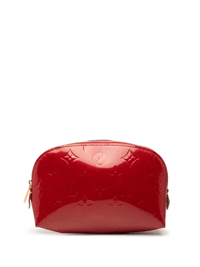 Pre-owned Louis Vuitton 2012 Monogram Vernis Cosmetic Pouch In Red