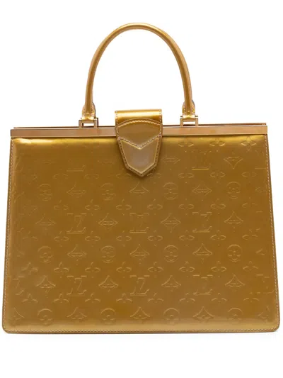 Pre-owned Louis Vuitton 2012 Monogram Vernis Deesse Gm Handbag In Gold