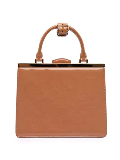 Pre-owned Louis Vuitton 2012 Monogram Vernis Deesse Pm Handbag In Brown