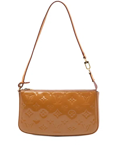 Pre-owned Louis Vuitton 2012 Monogram Vernis Pochette Accessoires Shoulder Bag In Brown