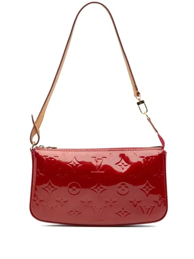 Pre-owned Louis Vuitton 2012 Monogram Vernis Pochette Accessoires Shoulder Bag In Red