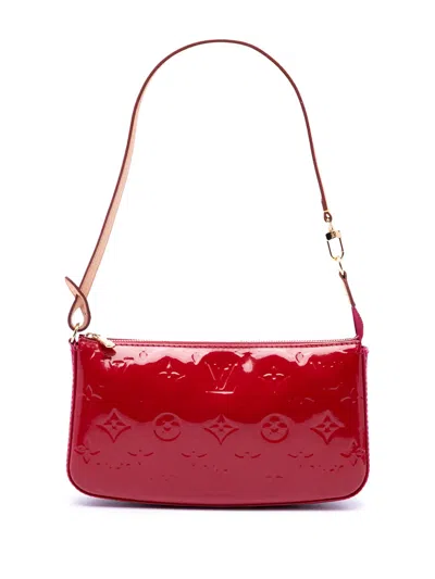 Pre-owned Louis Vuitton 2012 Monogram Vernis Pochette Accessoires Shoulder Bag In Red