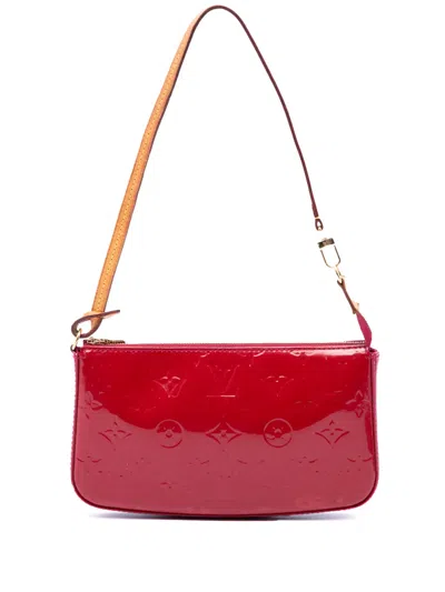 Pre-owned Louis Vuitton 2012 Monogram Vernis Pochette Accessoires Shoulder Bag In Red