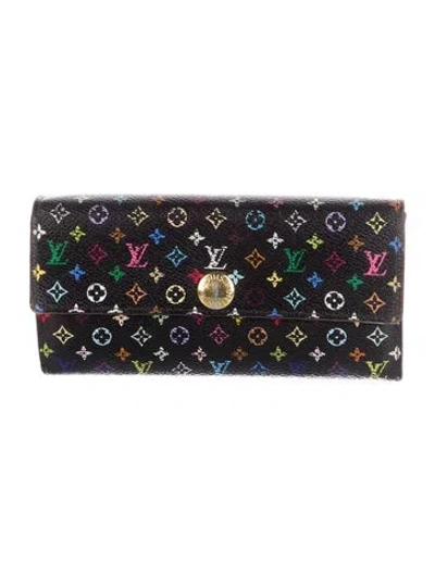 Pre-owned Louis Vuitton 2012 Multicolore Monogram Pattern Sarah Wallet In Black