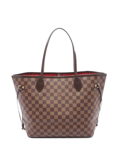Pre-owned Louis Vuitton 2012 Neverfull Mm Damier Tote Bag In Brown