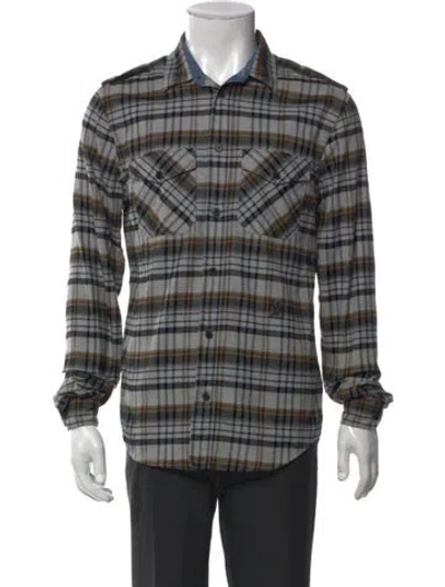 Pre-owned Louis Vuitton 2012 Plaid Print Western Shirt In Gray