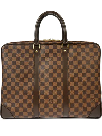 Pre-owned Louis Vuitton 2012 Porte Documents Voyage Briefcase In 褐色