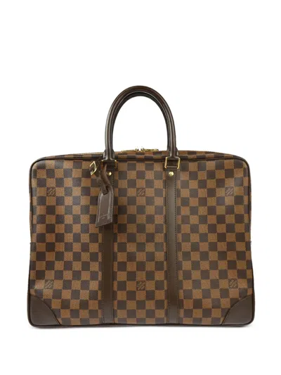 Pre-owned Louis Vuitton 2012 Porte Documents Voyage Briefcase In Brown