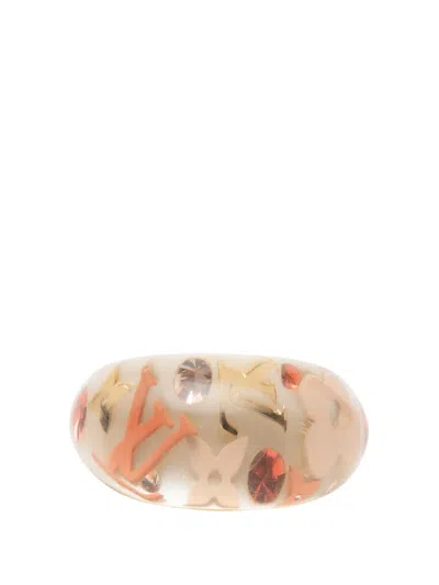 Pre-owned Louis Vuitton 2012 Resin And Crystal Monogram Inclusion Ring Costume Ring In Brown