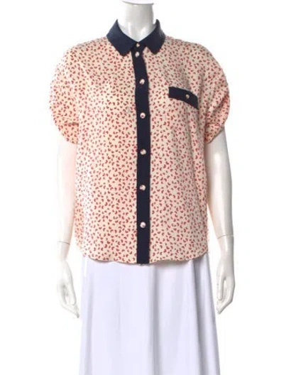 Pre-owned Louis Vuitton 2012 Silk Blouse In White