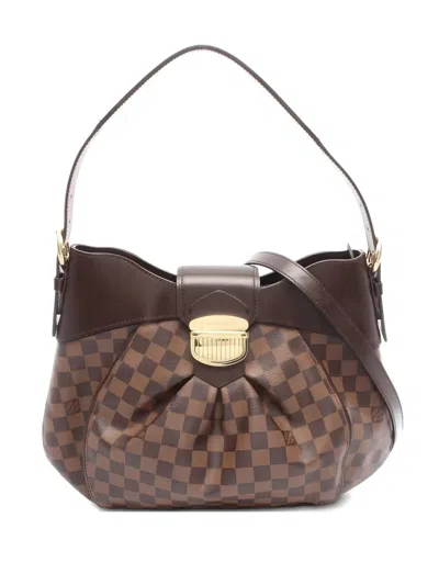 Pre-owned Louis Vuitton 2012 Sistina Mm Damier Ebène Tote Bag In Brown