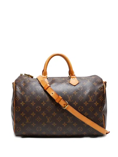 Pre-owned Louis Vuitton 2012 Speedy Bandouliere 35 Monogram Tote Bag In Brown