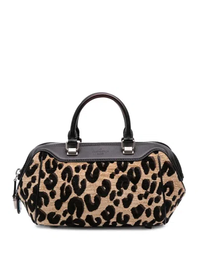 Pre-owned Louis Vuitton 2012 Stephen Sprouse Chenille Leopard Baby Bag Boston Bag In Brown