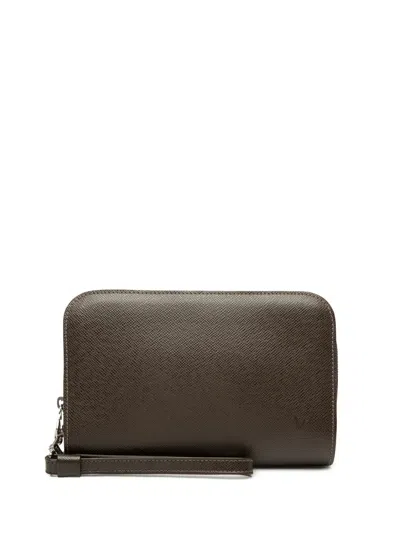 Pre-owned Louis Vuitton 2012 Taiga Pochette Baikal Clutch Bag In Brown