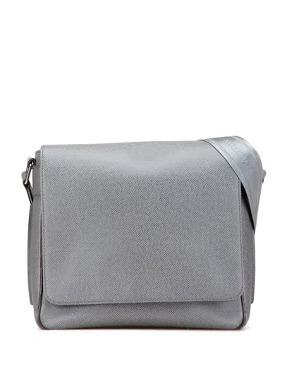 Pre-owned Louis Vuitton 2012 Taiga Roman Mm Crossbody Bag In Gray