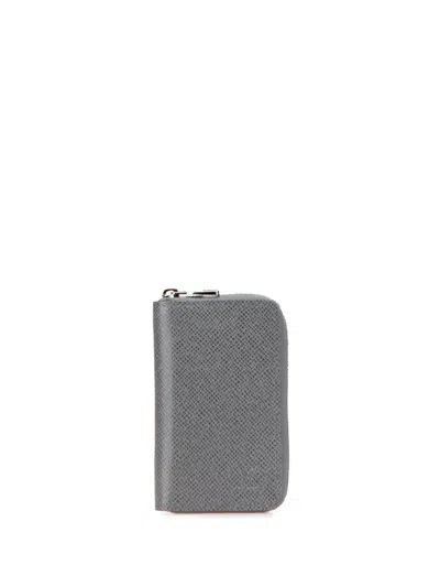 Pre-owned Louis Vuitton 2012 Taiga Zippy Vertical Purse Coin Pouch In Gray