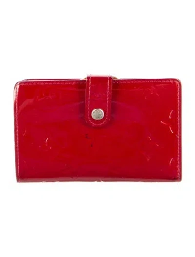 Pre-owned Louis Vuitton 2012 Vernis Patent Leather French Purse In Red
