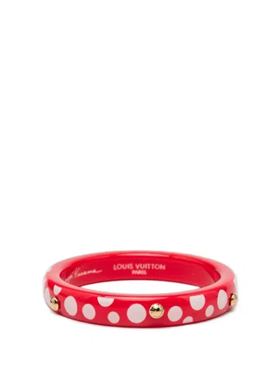 Pre-owned Louis Vuitton 2012 Yayoi Kusama Dot Infinity Bangle Pm Costume Bracelet In Red