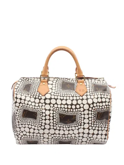 Pre-owned Louis Vuitton 2012 Yayoi Kusama Monogram Town Speedy 30 Boston Bag In White