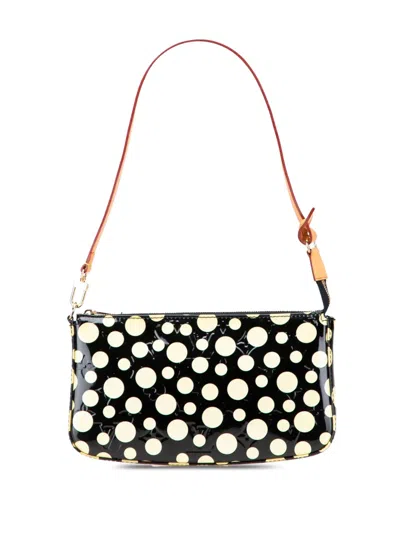 Pre-owned Louis Vuitton 2012 Yayoi Kusama Monogram Vernis Dots Infinity Pochette Accessoires Shoulder Bag In Black