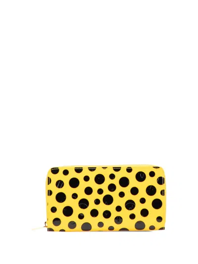 Pre-owned Louis Vuitton 2012 Yayoi Kusama Monogram Vernis Infinity Dots Zippy Wallet Long Wallets In Yellow