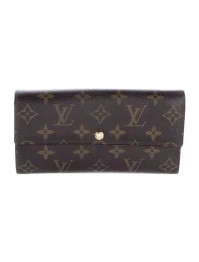 Pre-owned Louis Vuitton 2013 Coated Canvas Sarah Wallet In Brown