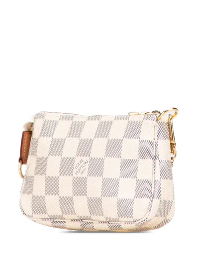 Pre-owned Louis Vuitton 2013 Damier Azur Mini Pochette Accessoires Handbag In White
