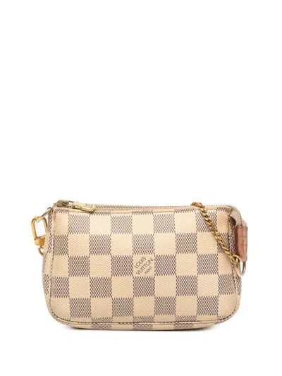 Pre-owned Louis Vuitton 2013 Damier Azur Mini Pochette Accessoires Handbag In White