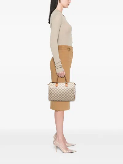 Pre-owned Louis Vuitton 2013 Damier Azur Speedy 30 Boston Bag In White