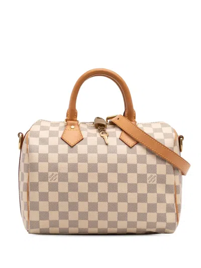 Pre-owned Louis Vuitton 2013 Damier Azur Speedy Bandouliere 25 Satchel In White