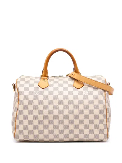 Pre-owned Louis Vuitton 2013 Damier Azur Speedy Bandouliere 30 Satchel In White