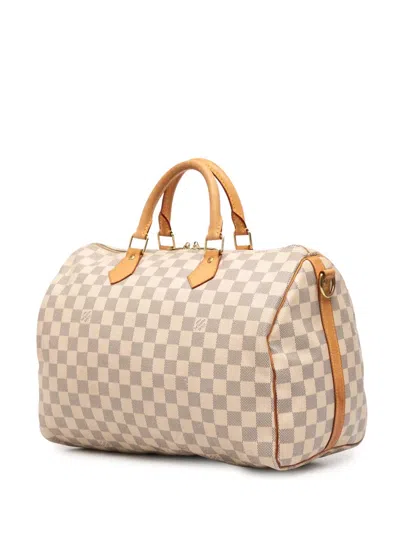 Pre-owned Louis Vuitton 2013 Damier Azur Speedy Bandouliere 35 Satchel In White