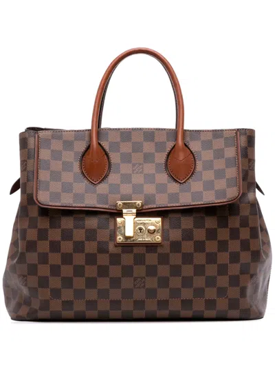 Pre-owned Louis Vuitton 2013 Damier Ebene Ascot Satchel In Brown