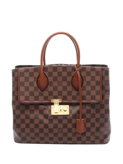Pre-owned Louis Vuitton 2013 Damier Ebene Ascot Satchel In Brown