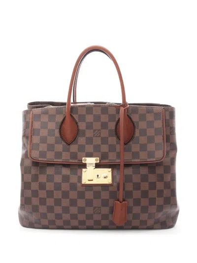 Pre-owned Louis Vuitton 2013 Damier Ebene Ascot Satchel In Brown