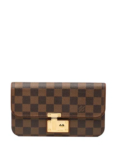 Pre-owned Louis Vuitton 2013 Damier Ebene Ascot Wallet Long Wallets In Brown