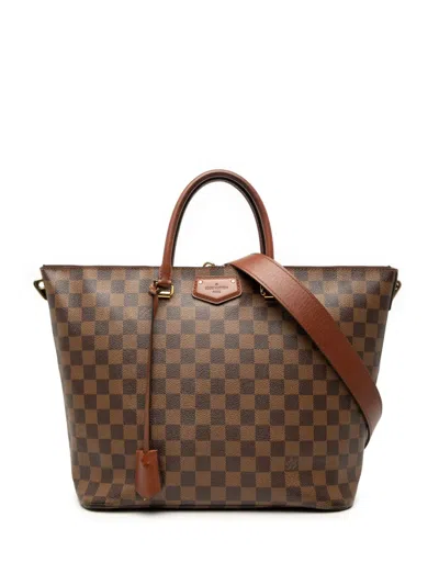 Pre-owned Louis Vuitton 2013 Damier Ebene Belmont Mm Satchel In Brown