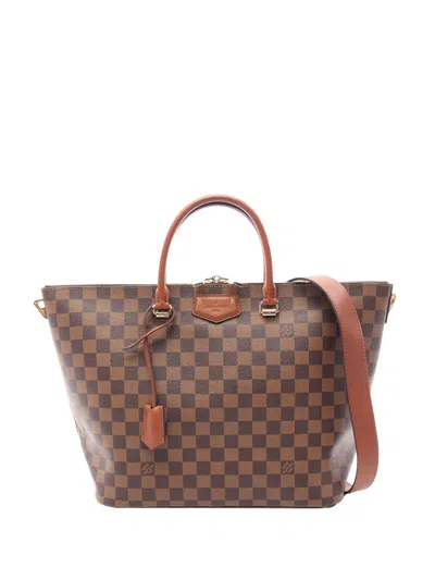 Pre-owned Louis Vuitton 2013 Damier Ebene Belmont Mm Satchel In Brown