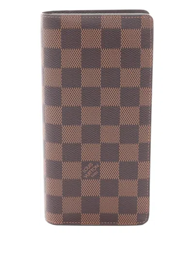 Pre-owned Louis Vuitton 2013 Damier Ebène Bi-fold Wallet In Brown