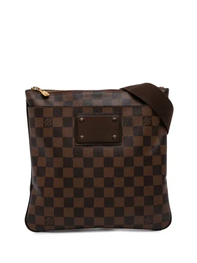 Pre-owned Louis Vuitton 2013 Damier Ebene Brooklyn Pochette Crossbody Bag In Brown