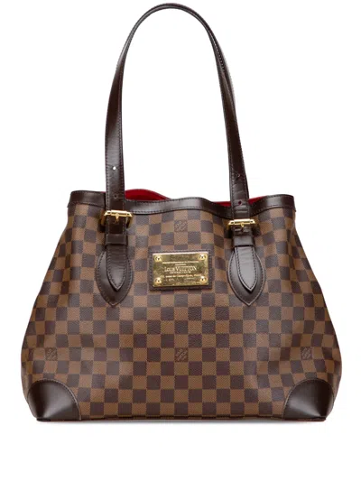 Pre-owned Louis Vuitton 2013 Damier Ebene Hampstead Mm Tote Bag In Brown