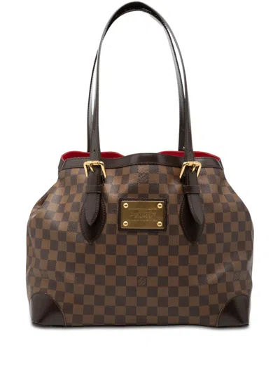 Pre-owned Louis Vuitton 2013 Damier Ebene Hampstead Mm Tote Bag In Brown