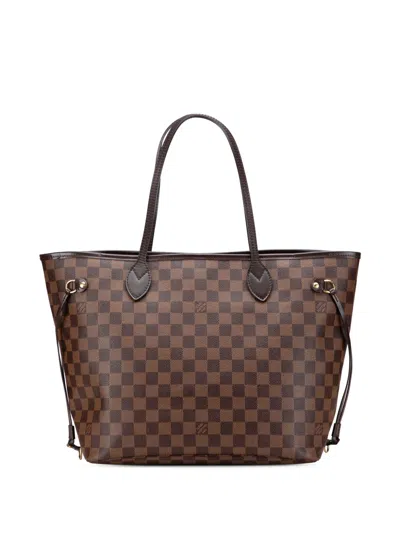 Pre-owned Louis Vuitton 2013 Damier Ebene Neverfull Mm Tote Bag In Brown