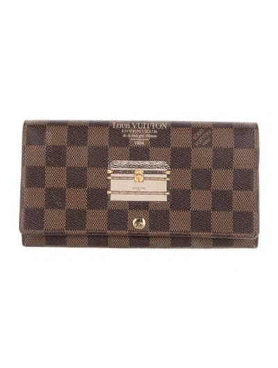 Pre-owned Louis Vuitton 2013 Damier Ebene Pattern Sarah Wallet In Brown