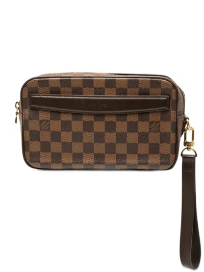 Pre-owned Louis Vuitton 2013 Damier Ebene Pochette Saint Paul Clutch Bag In Brown