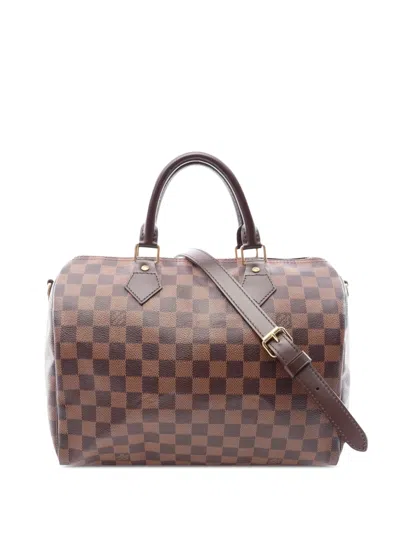 Pre-owned Louis Vuitton 2013 Damier Ebene Speedy Bandouliere 30 Satchel In Brown