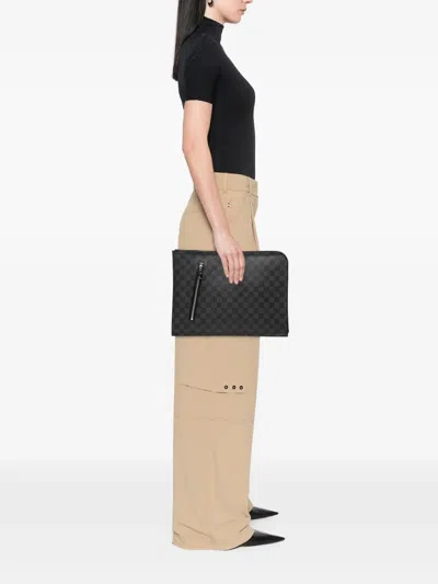 Pre-owned Louis Vuitton 2013 Damier Graphite Poche Documents Portfolio Clutch Bag In Black