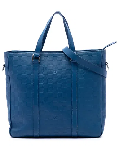 Pre-owned Louis Vuitton 2013 Damier Infini Tadao Pm Satchel In Blue