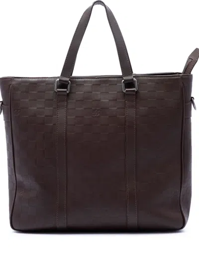 Pre-owned Louis Vuitton 2013 Damier Infini Tadao Pm Satchel In Brown