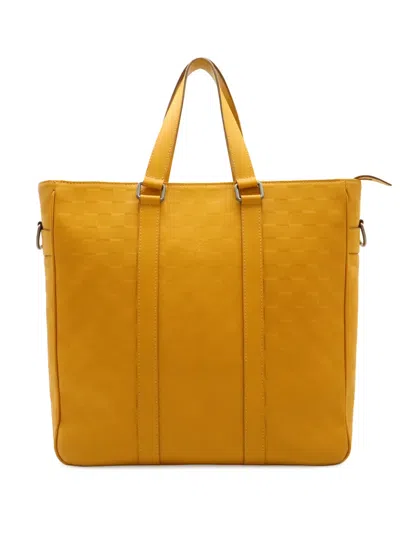 Pre-owned Louis Vuitton 2013 Damier Infini Tadao Pm Satchel In Yellow